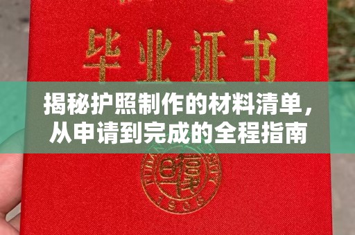 株洲揭秘护照制作的材料清单，从申请到完成的全程指南